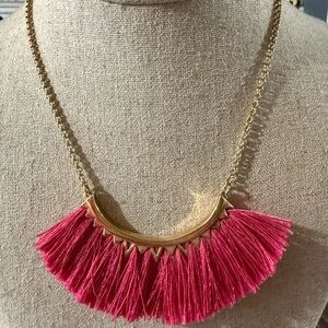 Stella & Dot Gold Necklace with Pink Tassels